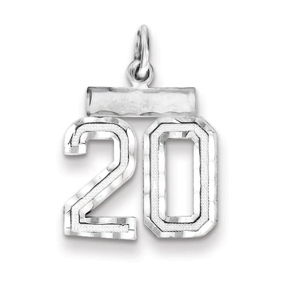 Sterling Silver Rhodium-plated Diamond-cut #20 Charm QSN20