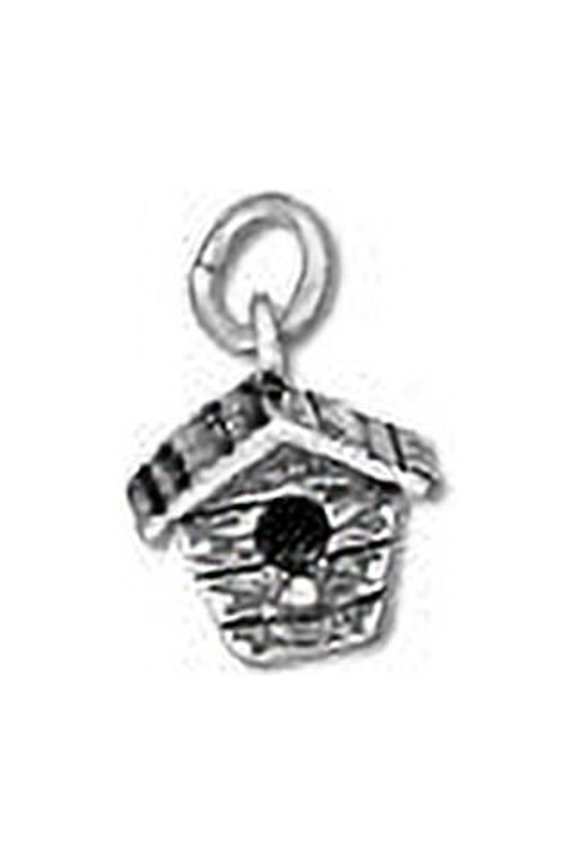 Sterling Silver Small 3D Bird House Nature Charm