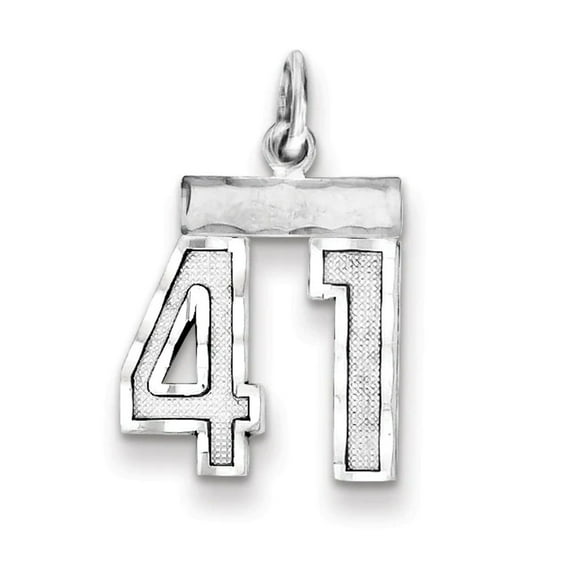 925 Sterling Silver Small Sport game Number 41 Charm Pendant Necklace 20x14mm Wide - Pendant for Women