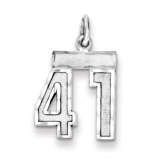 925 Sterling Silver Small Sport game Number 41 Charm Pendant Necklace 20x14mm Wide - Pendant for Women