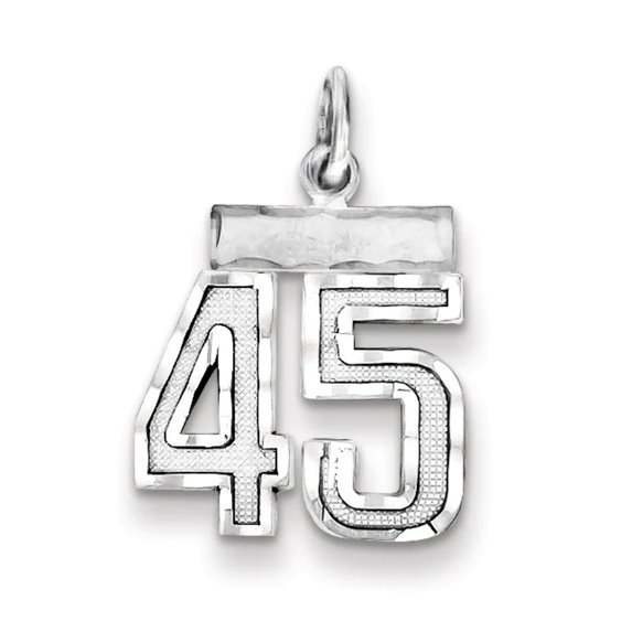 925 Sterling Silver Small Sport game Number 45 Charm Pendant Necklace 20x14mm Wide - Pendant for Women