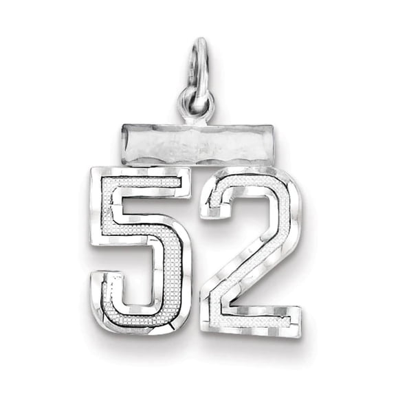 925 Sterling Silver Small Sport game Number 52 Charm Pendant Necklace 20x14mm Wide - Pendant for Women