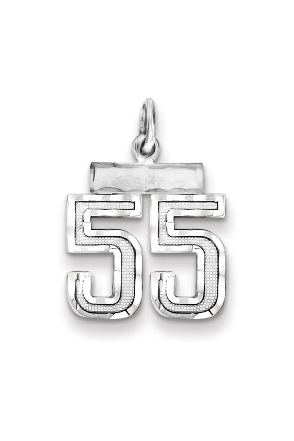 925 Sterling Silver Small Sport game Number 55 Charm 20x14mm Wide Pendant Necklace for Women
