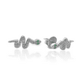 thumbnail image 1 of Sterling Silver Small CZ Green Eyed Snake Earrings, 1 of 1
