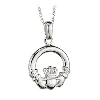 Sterling Silver Small Claddagh Heavy Necklace