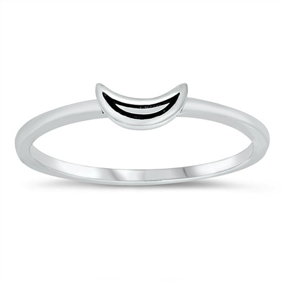 Sterling Silver Small Crescent Moon Ring Size 9