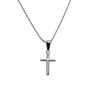 JOYFUL CREATIONS Sterling Silver Small Cross Pendant Cable Chain Necklace Italy, 18"