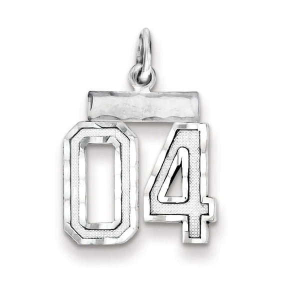 925 Sterling Silver Small Sparkle Cut Sport game Number 04 Charm Pendant Necklace 22x7mm Wide - Pendant for Women