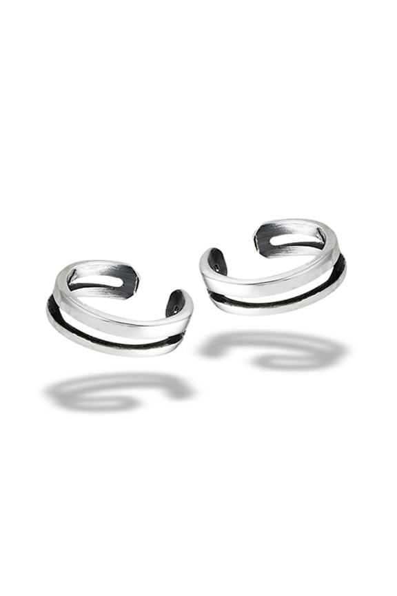 Sterling Silver Small Double Parallel Bar Open Ear Cuff Earrings .925 New Jewelry Female Unisex