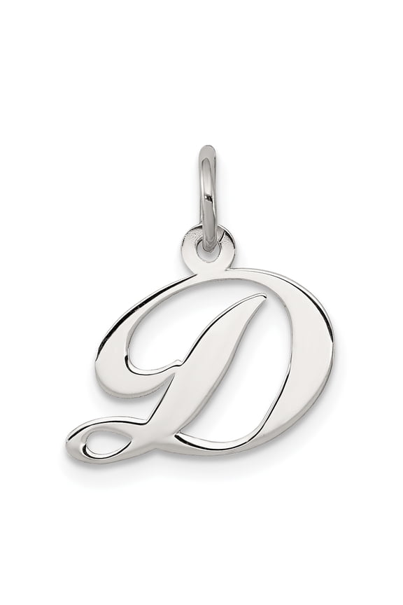 Sterling Silver Small Fancy Script Initial D Charm