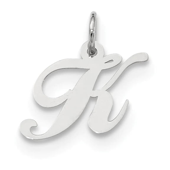 Silver Small Fancy Script Initial K Charm