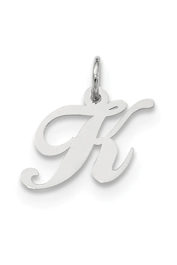 Silver Small Fancy Script Initial K Charm