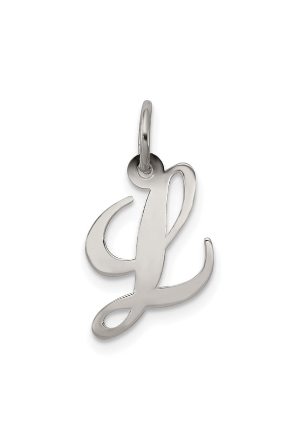 Sterling Silver Small Fancy Script Initial L Charm