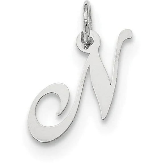 FJC Finejewelers Sterling Silver Small Fancy Script Initial N Charm