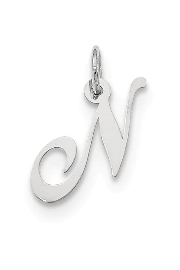 925 Sterling Silver Solid Polished Small Fancy Script Letter Name Personalized Monogram Initial N Charm 16x10mm Wide Pen