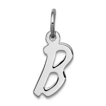 925 Sterling Silver Solid Polished Small Letter Name Personalized Monogram Initial B Charm 19x8mm Wide Pendant Necklace