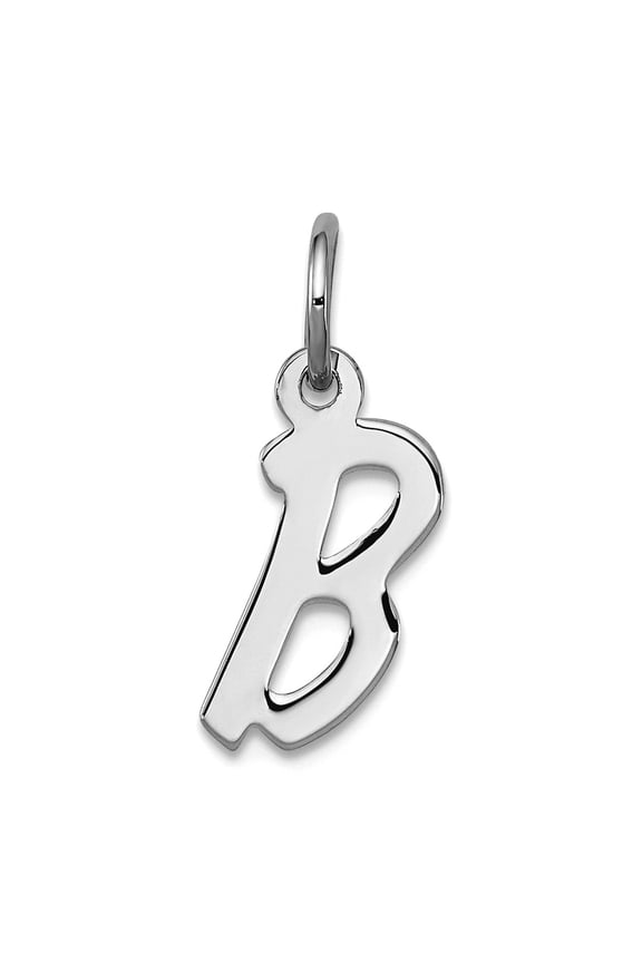 925 Sterling Silver Solid Polished Small Letter Name Personalized Monogram Initial B Charm 19x8mm Wide Pendant Necklace