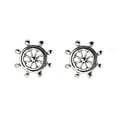 thumbnail image 1 of Sterling Silver Small Nautical Ship Wheel Stud Earrings 11mm, 1 of 5