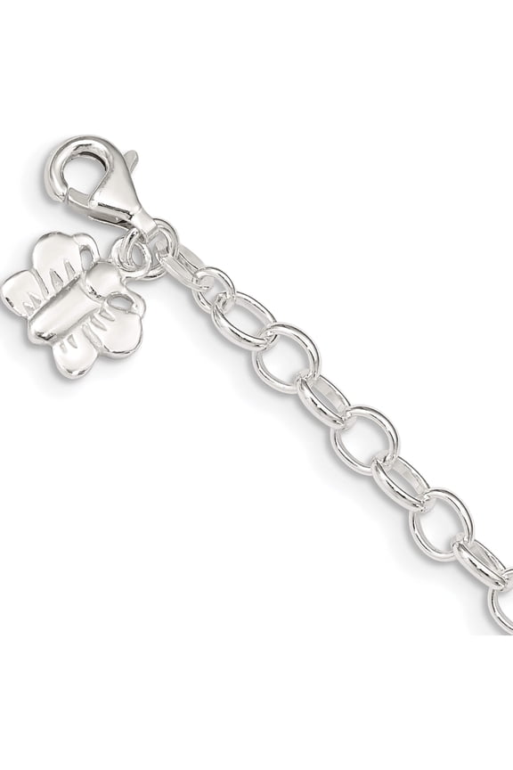 Sterling Silver Small Oval Rolo Link With Butterfly Anklet Made In India qg1382-10
