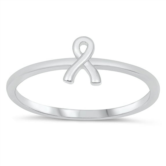 Sterling Silver Small Ribbon Simple Ring Size 9