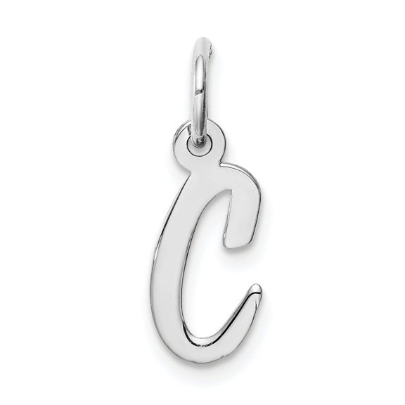 925 Sterling Silver Solid Polished Small Script Intial C Charm 16x8mm Wide Pendant Necklace for Women