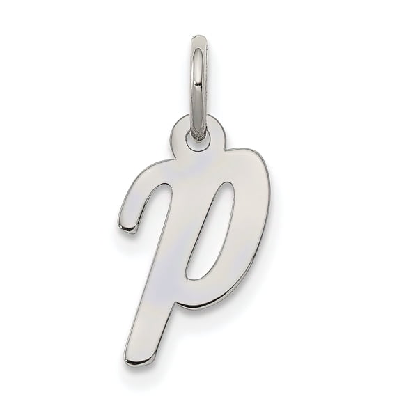 Sterling Silver Small Script Initial Letter P Charm