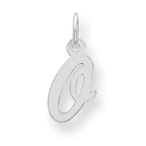 925 Sterling Silver Solid Polished Small Script Intial O Charm 16x8mm Wide Pendant Necklace for Women