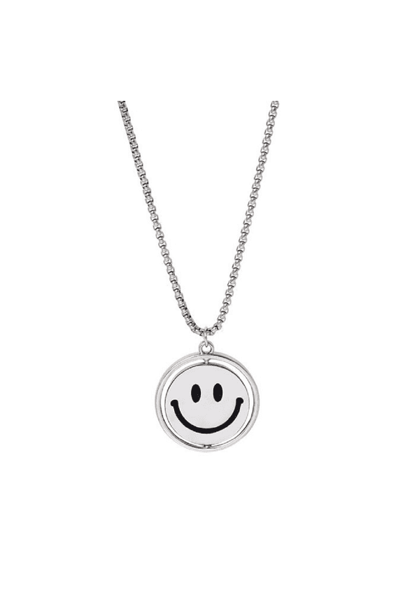 Sterling Silver Smiley Face Necklace - Minimalist Happy Face Pendant Necklace, Dainty Silver Positive Symbol Jewelry Gift for Women & Teens