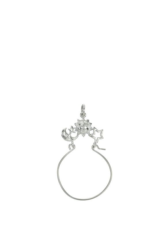 Sterling Silver Smiling Sun Moon and Star Charm Holder