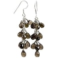 thumbnail image 1 of Sterling Silver Smoky Grey Quartz Earrings Chandelier Long Cluster Smokey Silvertone Accents 2 Inches Designed for Adult Women, 1 of 5