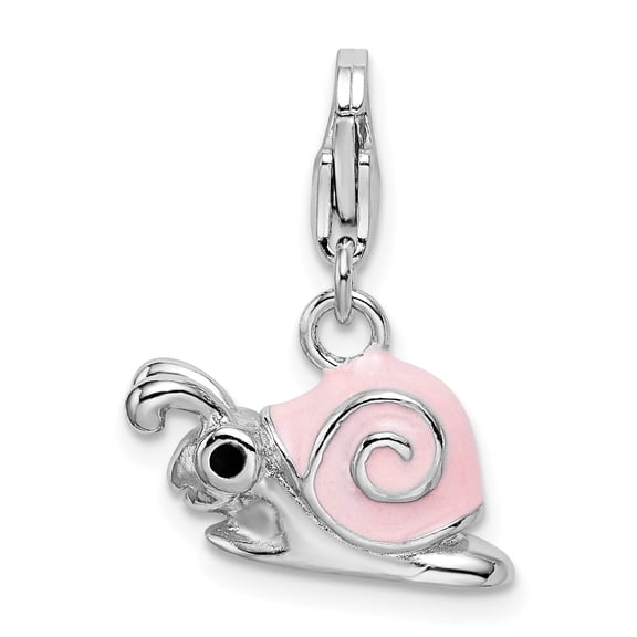 Sterling Silver Snail Charm with Pink Enamel, Cartoon Animal Pendant for Women, Whimsical Nature-Themed Jewelry for Bracelets or Necklaces