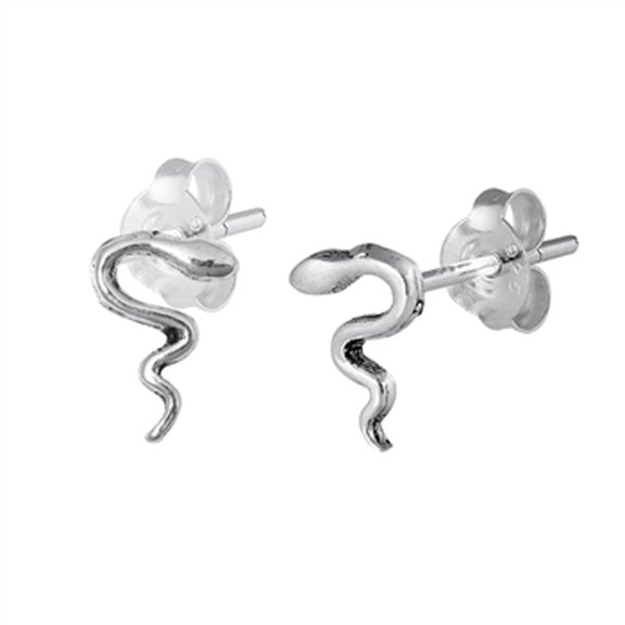 Sterling Silver Snake Animal Reptile High Polish Stud Earrings Jewelry Female Unisex