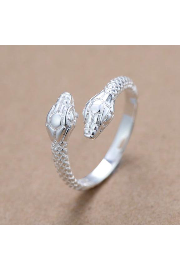 Snake Ring for Women Individually Packaged Anti Oxidation Copper Base with 925 Silver Plating Lightweight Snake Head Ring Silver Ring