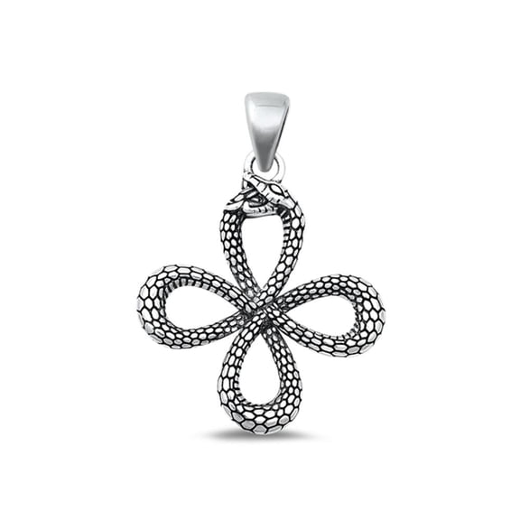Sterling Silver Snake Knot Pendant Oxidized High Polished Charm .925 New Jewelry Female Unisex