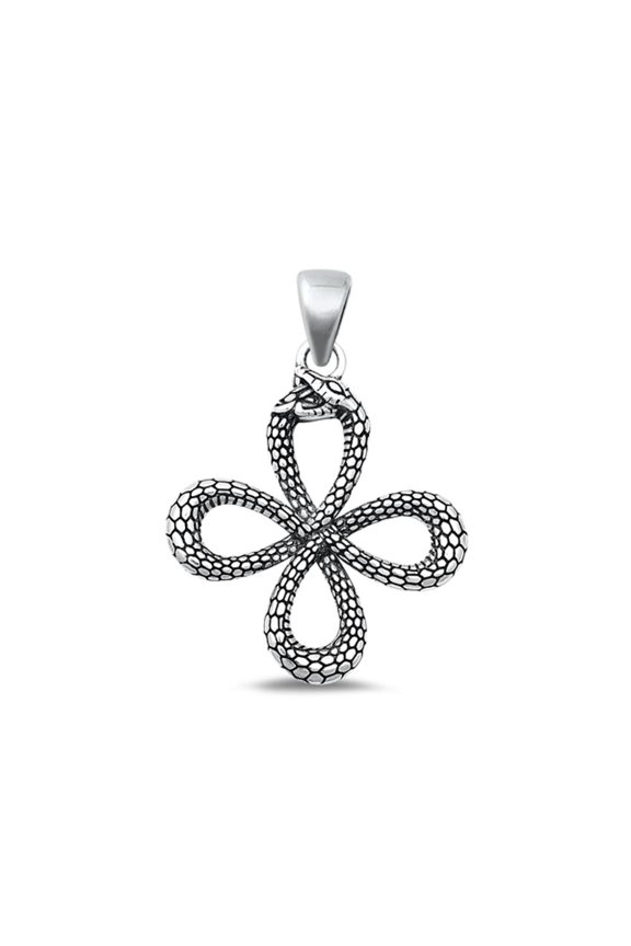 Sterling Silver Snake Knot Pendant Oxidized High Polished Charm .925 New Jewelry Female Unisex