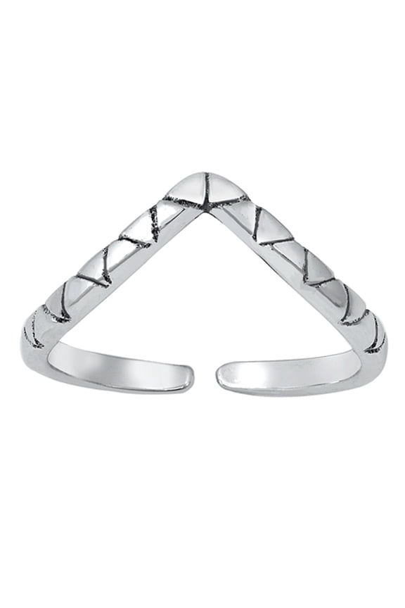 Sterling Silver Snake Pattern Chevron Toe Ring V Shaped Adjustable Band Jewelry Female Unisex