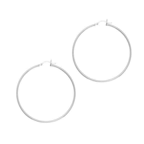 Sterling Silver Snap Closure Tubular Hoops Hoop Earrings
