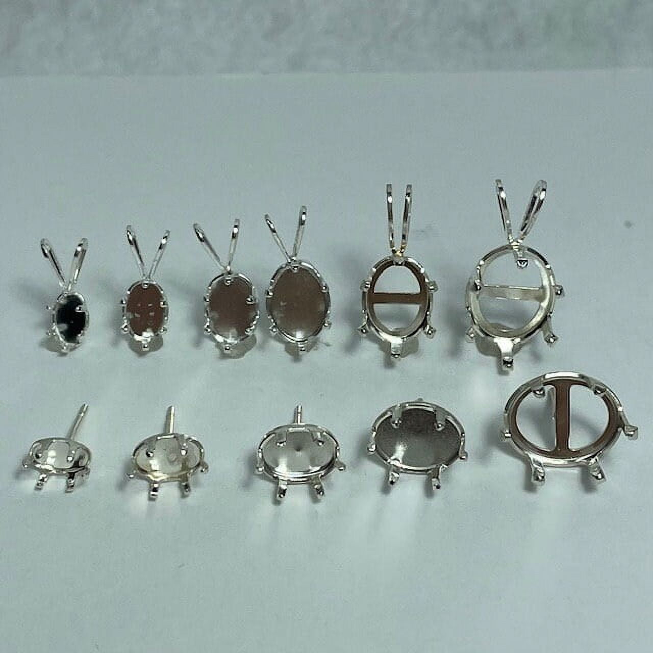 Sterling Silver Snap Oval Earring and Pendant Jewelry findings with Backs (3 Pair Earrings 8x6mm)