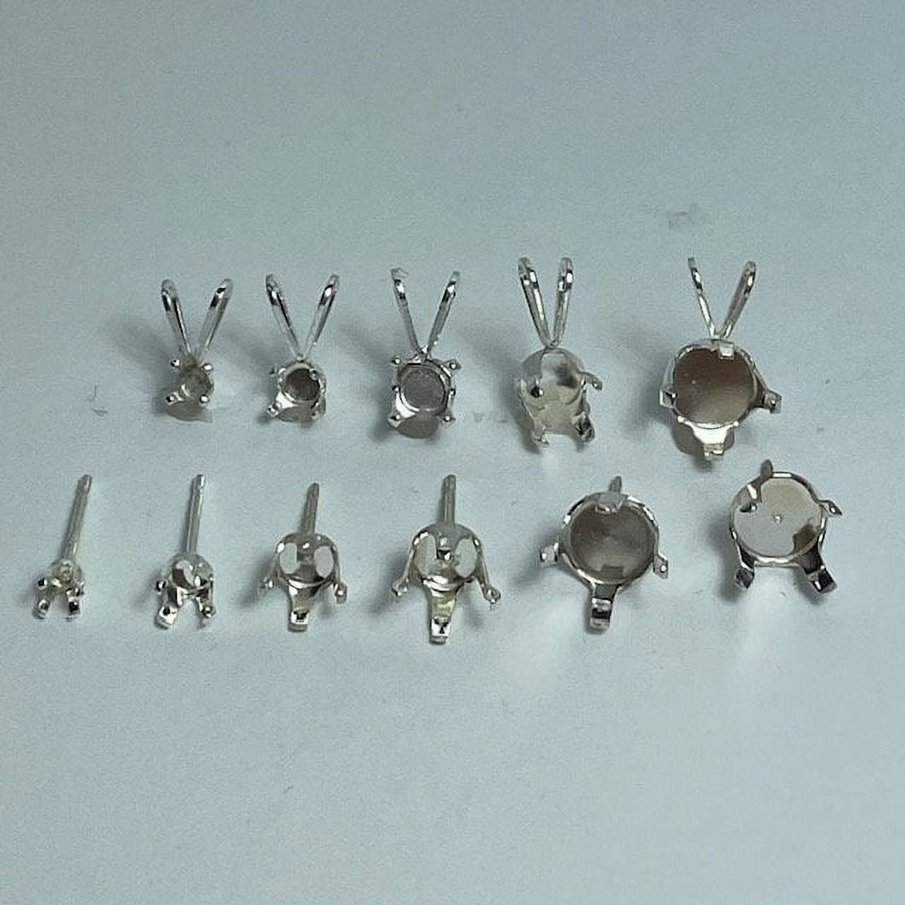 Sterling Silver Snap in Round Earring and Pendant Jewelry findings with Backs (6 Pair Earrings 6mm)