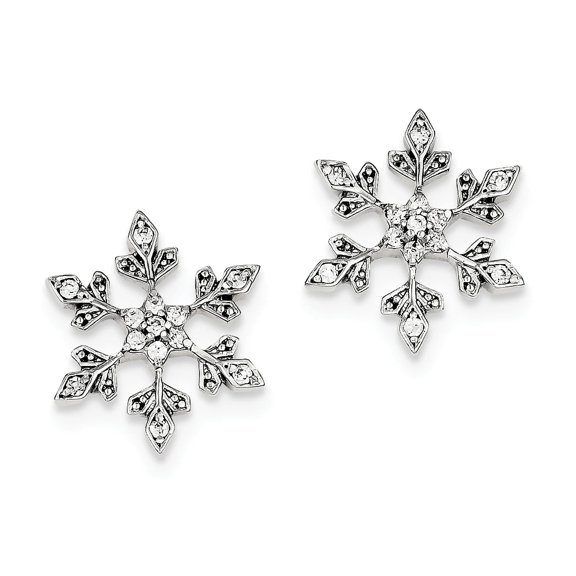 Sterling Silver CZ Snowflake Post Earrings