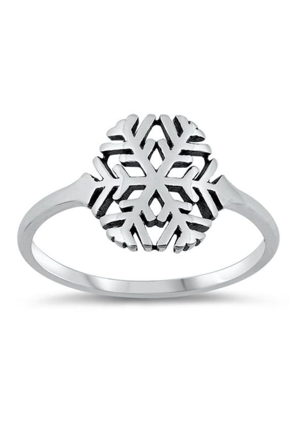 Sterling Silver Snowflake Design Ring Size 7
