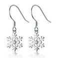 thumbnail image 1 of Sterling Silver Snowflake Drop Earrings | Dainty Crystal Dangle Earrings | Christmas Jewelry for Women & Teens, 1 of 5