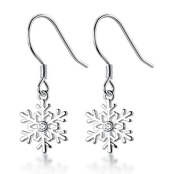 Sterling Silver Snowflake Earrings Drop for Women Teens Small Snowflake Dangle Earrings