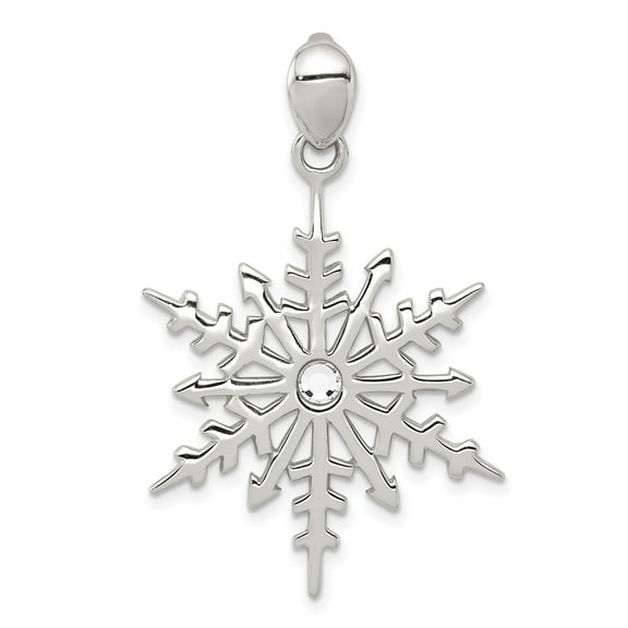 Sterling Silver Snowflake Pendant Charm for Women with Crystal Accent, Winter Nature Jewelry for Necklaces and Bracelets, Symbol of Individuality and Seasonal Style