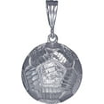 thumbnail image 1 of Sterling Silver Soccer Ball Charm Pendant Necklace with Diamond Cut Finish and 18 Inch Rolo Chain, 1 of 3