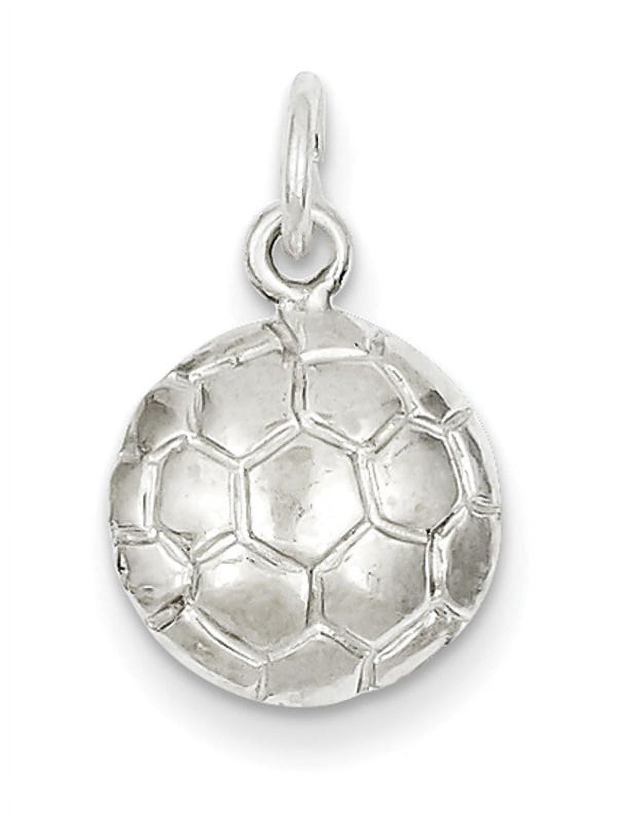 925 Sterling Silver Solid Polished Soccerball Charm 15x12mm Wide Pendant Necklace for Women