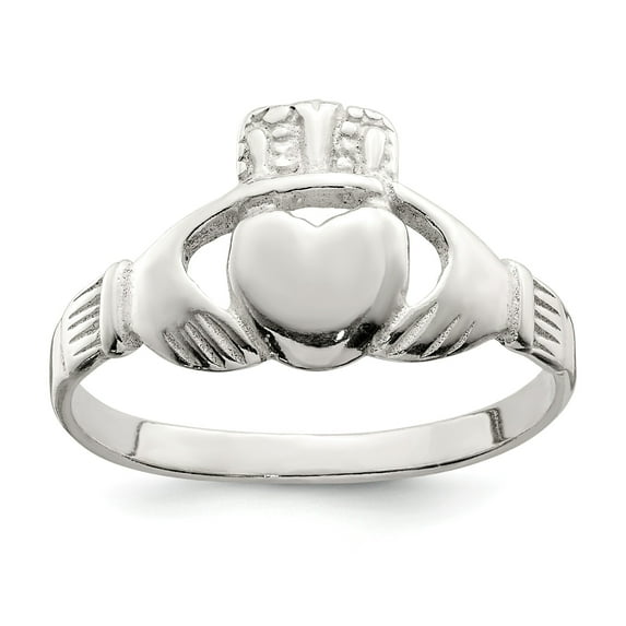Sterling Silver Solid Claddagh Ring - Size 7