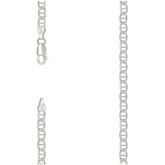 Sterling Silver Solid Classic Mariner Chain Silver 080 3mm-16