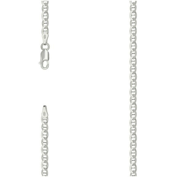 Sterling Silver Solid Classic Mariner Chain Silver 080 3mm-8