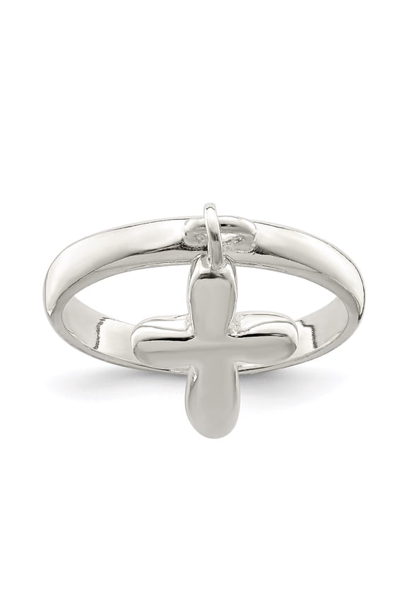 Sterling Silver Solid Cross Dangle Ring